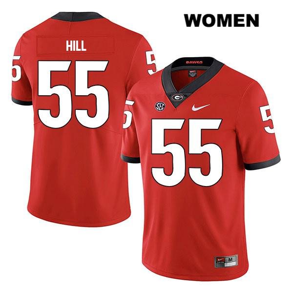 Georgia Bulldogs Women's Trey Hill #55 NCAA Legend Authentic Red Nike Stitched College Football Jersey ZKR6556FO